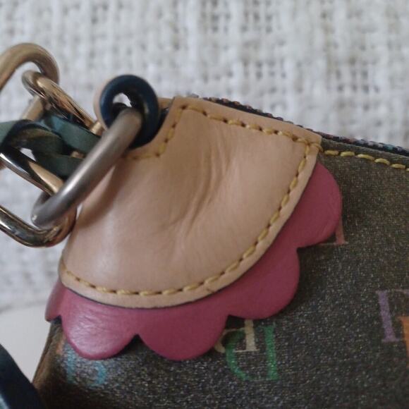 VTG Dooney & Bourke Gray Multicolor Logo Baguette Bag Y2K Barbie - Picture 8 of 16